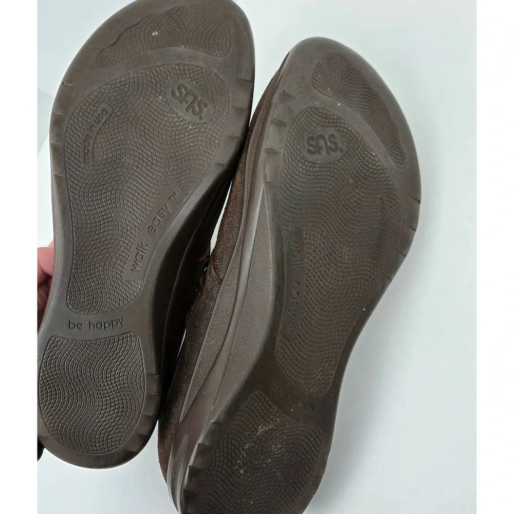 SAS EZ Strap‎ Step Out Mary Jane Comfort Shoes Brown Suede Leather Women 9.5